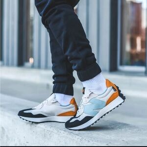 New Balance 327 Cordura Men's Orange, Cream, Black, and Light Blue Sneakers